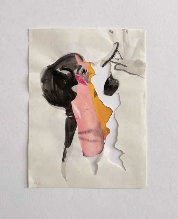 Ritratto ad inchiostro, ritagliagli sull'immagine, collage