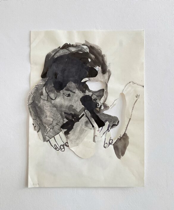 Ritratto ad inchiostro, ritagliagli sull'immagine, collage
