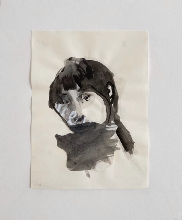 Ritratto ad inchiostro, ritagliagli sull'immagine, collage