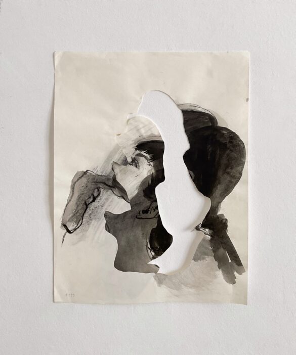 Ritratto ad inchiostro, ritagliagli sull'immagine, collage