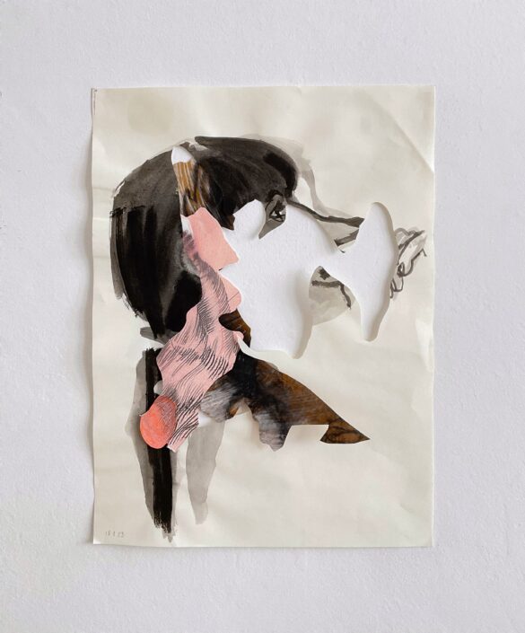 Ritratto ad inchiostro, ritagliagli sull'immagine, collage