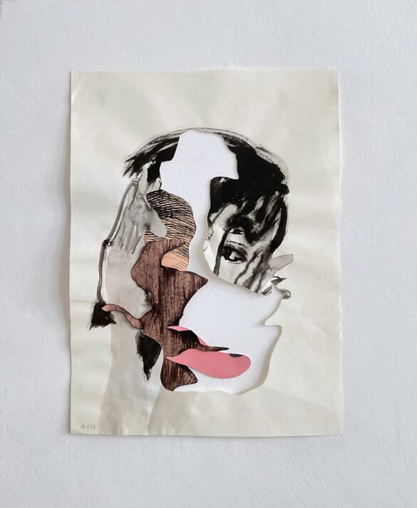 Ritratto ad inchiostro, ritagliagli sull'immagine, collage