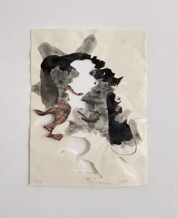 Ritratto ad inchiostro, ritagliagli sull'immagine, collage