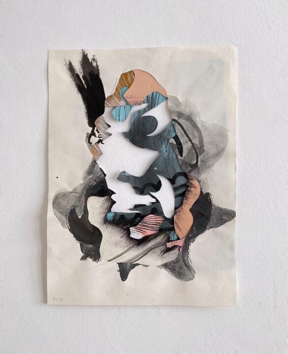 Ritratto ad inchiostro, ritagliagli sull'immagine, collage